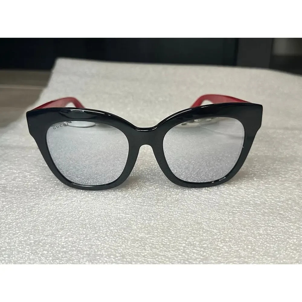 EUC Gucci GG0029SA Black Red Cat Eye Sunglasses Gold Tiger Bee 53mm